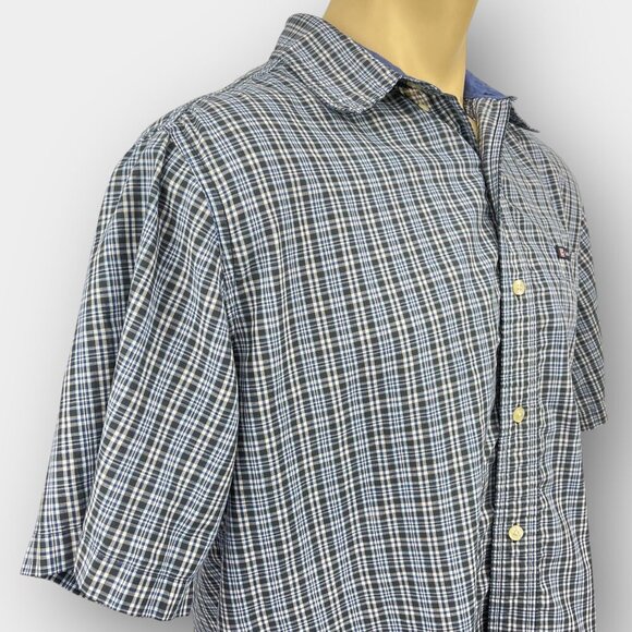 Chaps Men’s Easy‑Care Short‑Sleeve Plaid Shirt L/G (2XL Fit) Blue/Grey/White - Picture 4 of 7